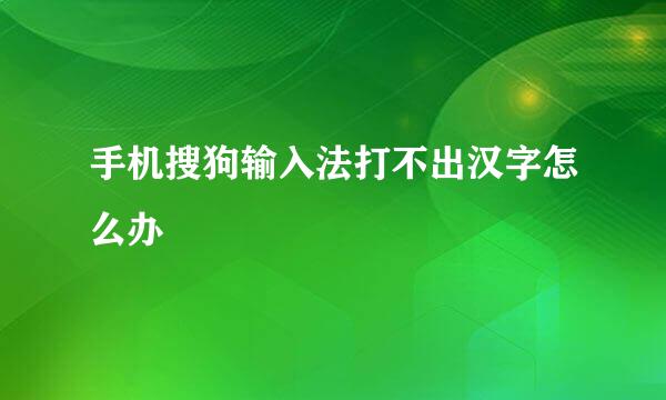 手机搜狗输入法打不出汉字怎么办