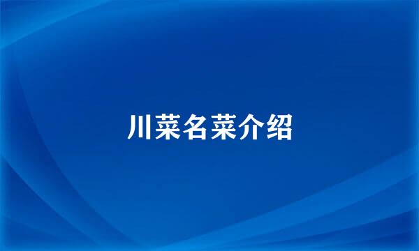 川菜名菜介绍