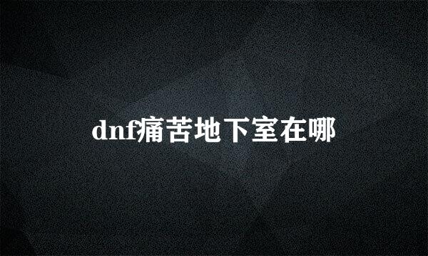dnf痛苦地下室在哪