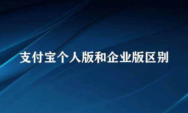 支付宝个人版和企业版区别