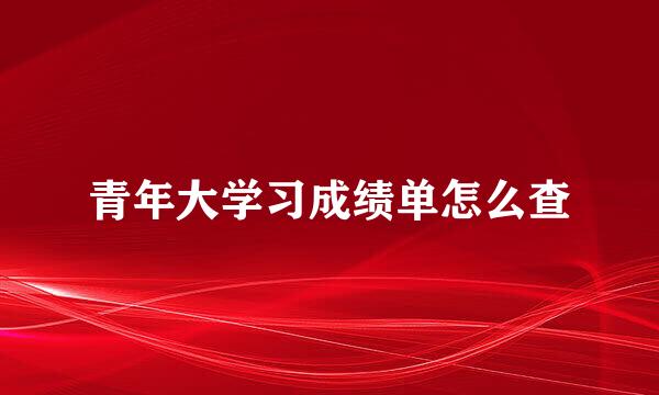 青年大学习成绩单怎么查
