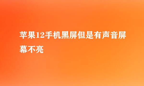 苹果12手机黑屏但是有声音屏幕不亮