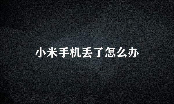 小米手机丢了怎么办