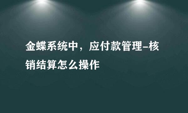 金蝶系统中，应付款管理-核销结算怎么操作