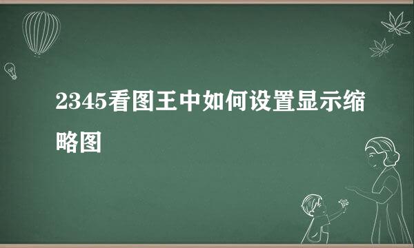 2345看图王中如何设置显示缩略图