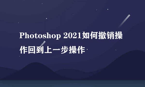 Photoshop 2021如何撤销操作回到上一步操作