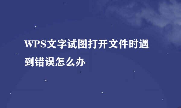 WPS文字试图打开文件时遇到错误怎么办