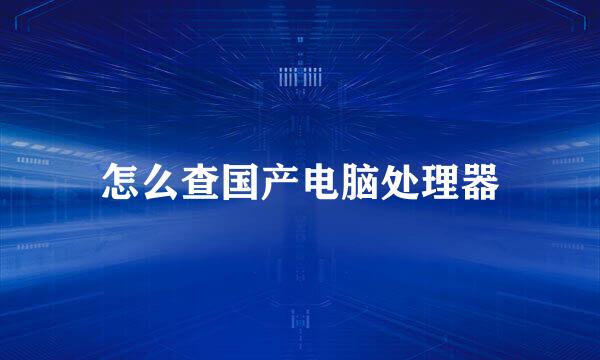 怎么查国产电脑处理器