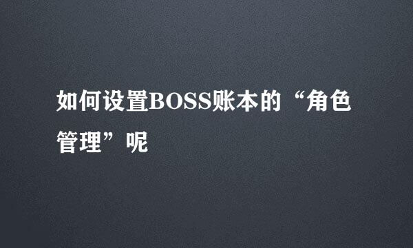如何设置BOSS账本的“角色管理”呢
