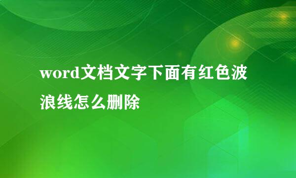 word文档文字下面有红色波浪线怎么删除