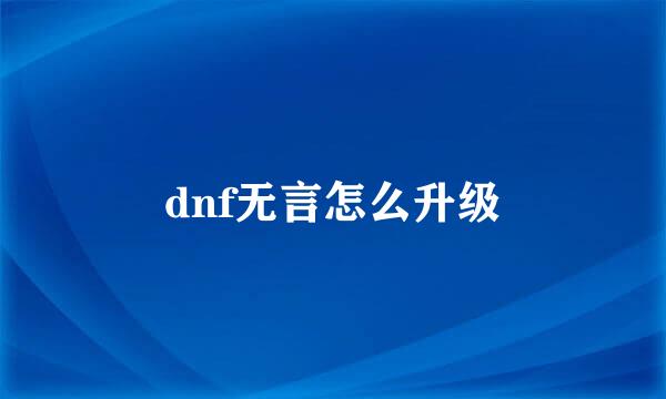 dnf无言怎么升级