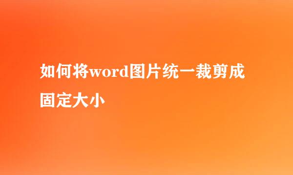 如何将word图片统一裁剪成固定大小