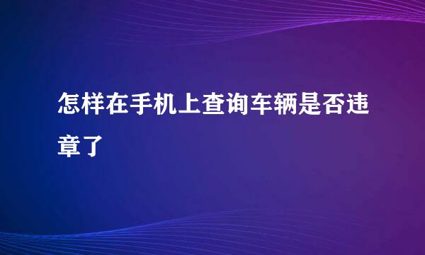 怎样在手机上查询车辆是否违章了