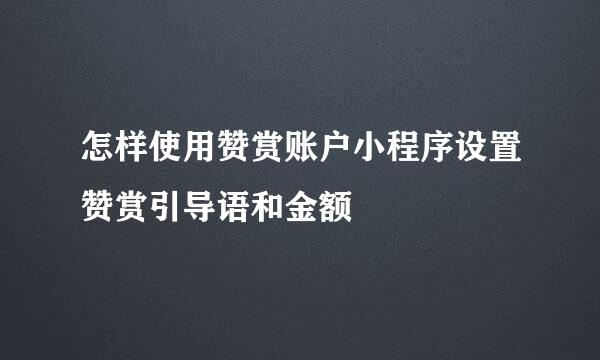 怎样使用赞赏账户小程序设置赞赏引导语和金额