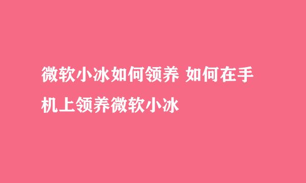 微软小冰如何领养 如何在手机上领养微软小冰