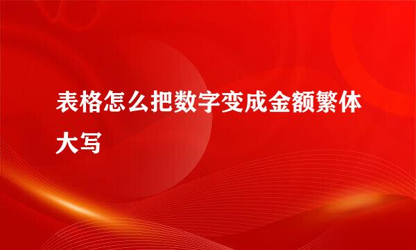 表格怎么把数字变成金额繁体大写