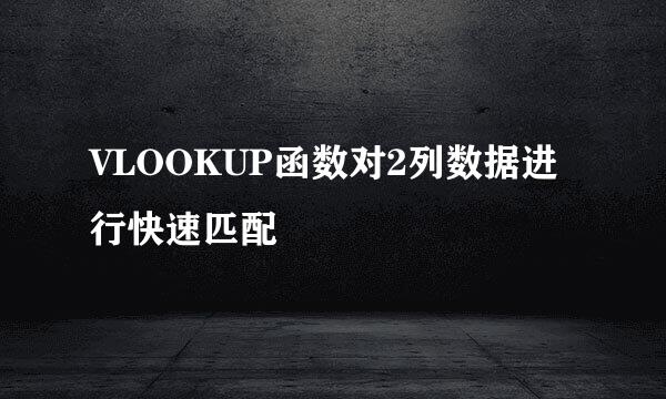 VLOOKUP函数对2列数据进行快速匹配