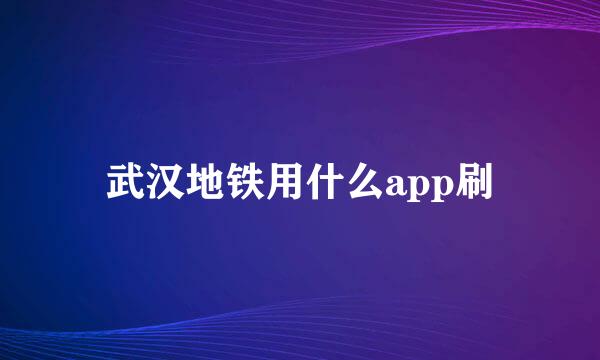 武汉地铁用什么app刷