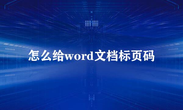 怎么给word文档标页码