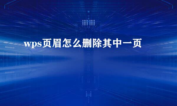 wps页眉怎么删除其中一页