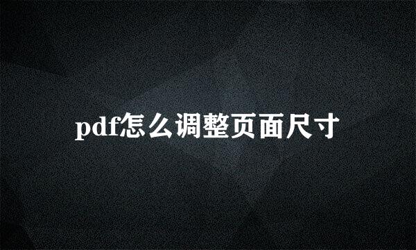 pdf怎么调整页面尺寸