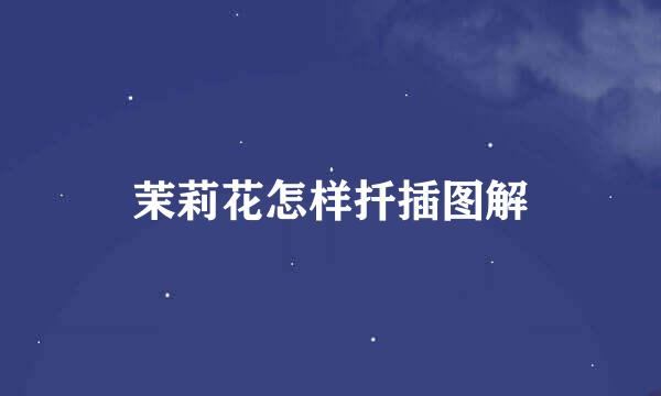 茉莉花怎样扦插图解