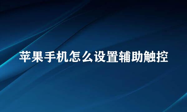 苹果手机怎么设置辅助触控