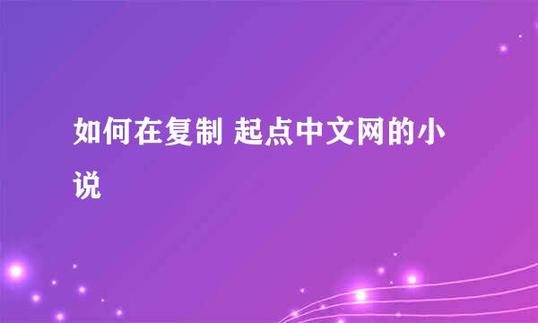 如何在复制 起点中文网的小说