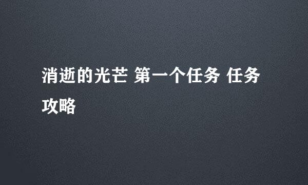 消逝的光芒 第一个任务 任务攻略