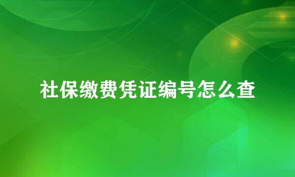 社保缴费凭证编号怎么查