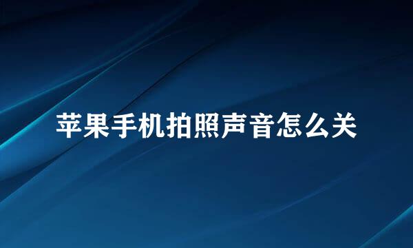 苹果手机拍照声音怎么关