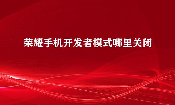 荣耀手机开发者模式哪里关闭