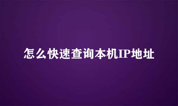 怎么快速查询本机IP地址