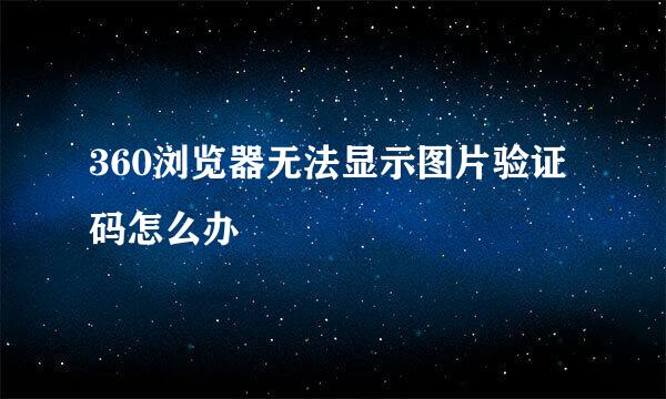 360浏览器无法显示图片验证码怎么办