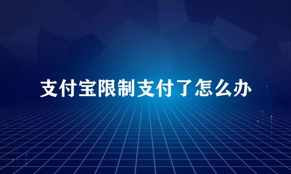支付宝限制支付了怎么办