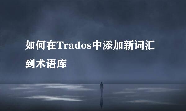 如何在Trados中添加新词汇到术语库