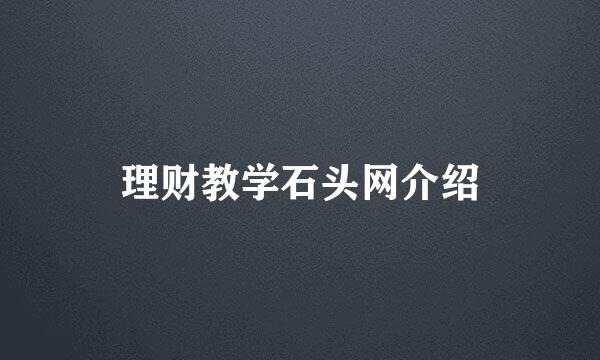 理财教学石头网介绍