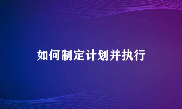 如何制定计划并执行