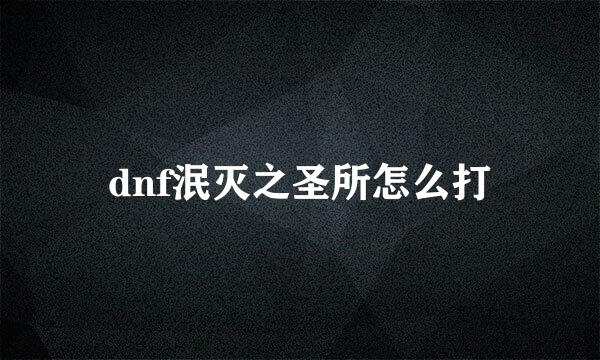 dnf泯灭之圣所怎么打