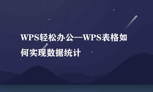 WPS轻松办公—WPS表格如何实现数据统计