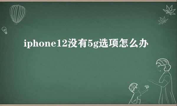 iphone12没有5g选项怎么办