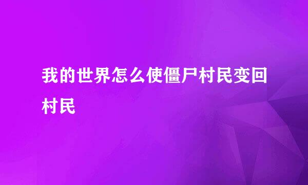 我的世界怎么使僵尸村民变回村民