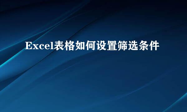 Excel表格如何设置筛选条件