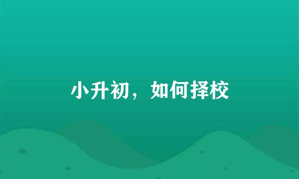 小升初，如何择校