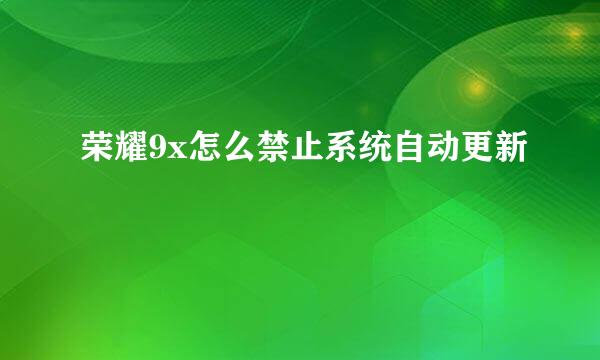 荣耀9x怎么禁止系统自动更新