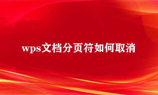 wps文档分页符如何取消