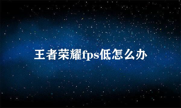 王者荣耀fps低怎么办