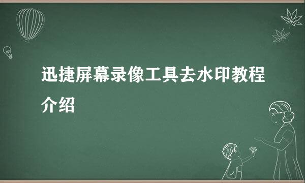 迅捷屏幕录像工具去水印教程介绍