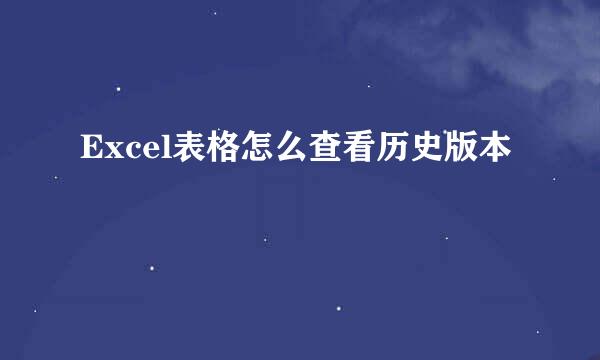 Excel表格怎么查看历史版本