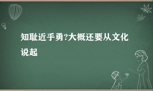知耻近乎勇?大概还要从文化说起